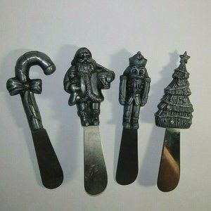 Pewter Holiday Cheese Spreaders